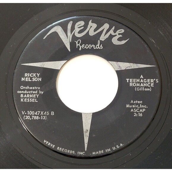 Ricky Nelson I'm Walking / A Teenager's Romance 45 RPM Vinyl Verve VG Rock '57 - Picture 2 of 2